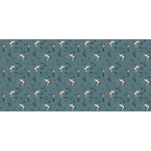 Panoramic wallpaper Japanese Sparrows - Jessica LE DIVENAH Collection - Acte-Deco