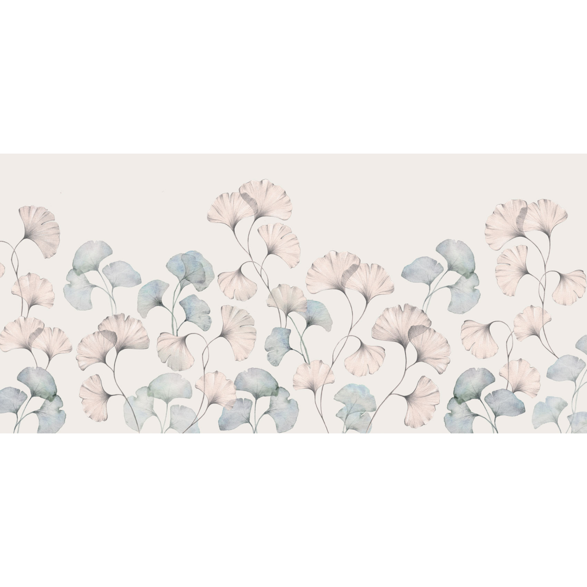 Papel pintado panorámico Flores de ginkgo - Colección Jessica Le Divenah - Acte-Deco