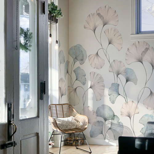 Panoramic Gingko wallpaper - Jessica LE DIVENAH Collection - Acte-Deco