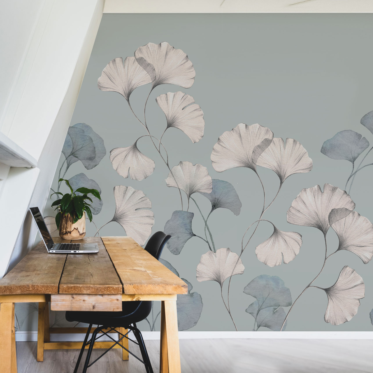 Papel pintado panorámico Flores de ginkgo - Colección Jessica Le Divenah - Acte-Deco