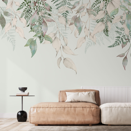 Panoramic wallpaper Vegetation garland - Jessica Le Divenah Collection - Acte-Deco