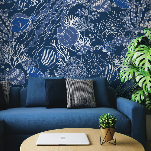 Panoramic wallpaper underwater background - Collection Axelle Design - Acte-Deco