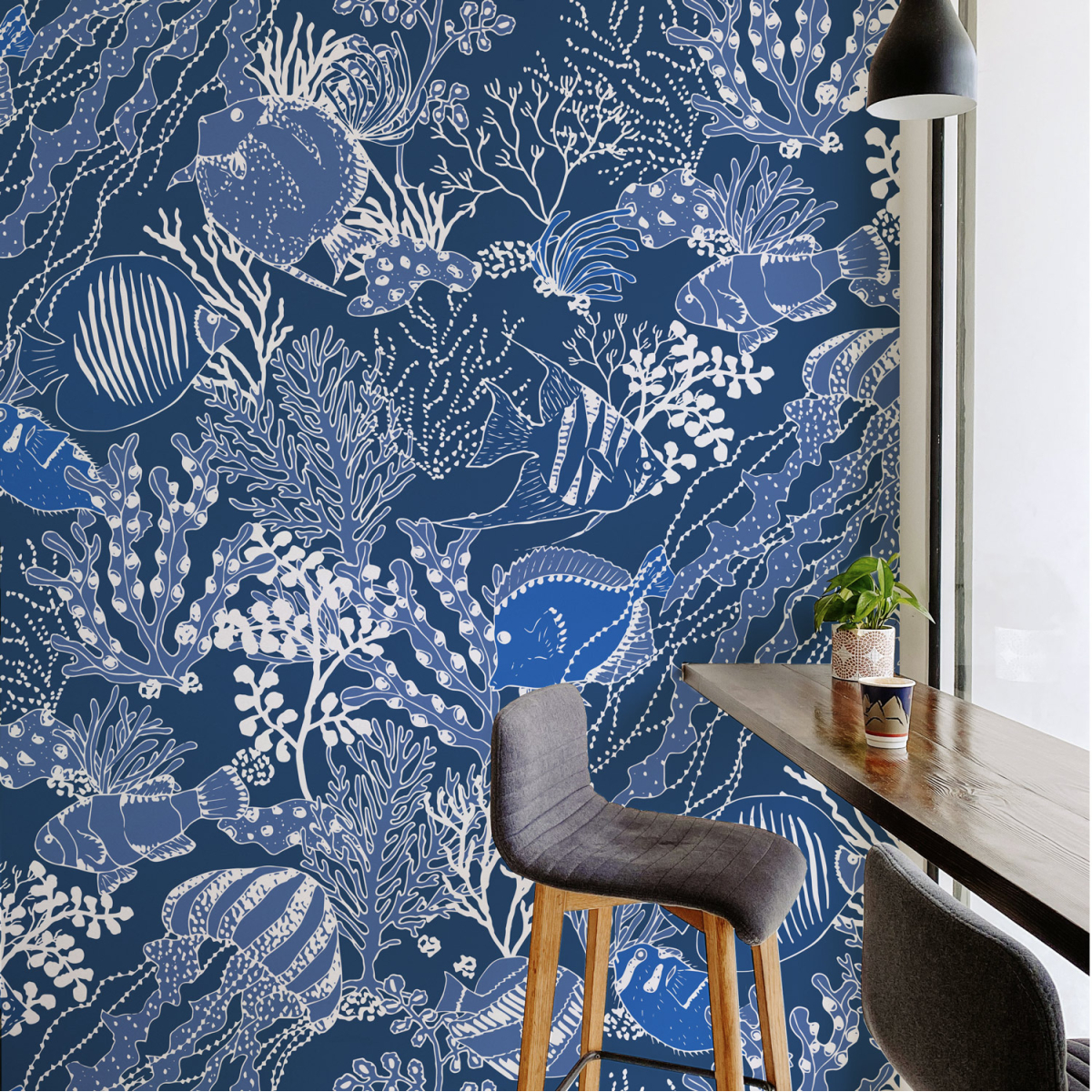 Panoramic wallpaper underwater background - Collection Axelle Design - Acte-Deco