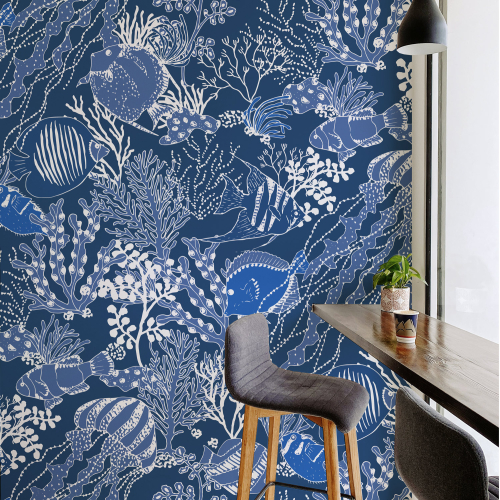 Panoramic wallpaper underwater background - Collection Axelle Design - Acte-Deco