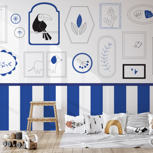 Panoramic wallpaper childlike frames - Collection La Petite Emi - Acte-Deco