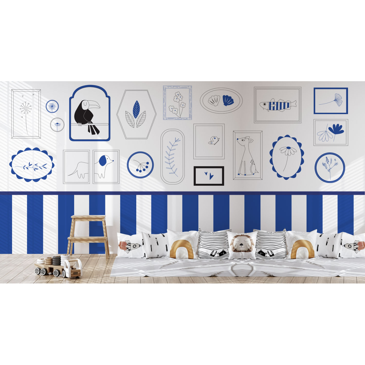 Panoramic wallpaper childlike frames - Collection La Petite Emi - Acte-Deco