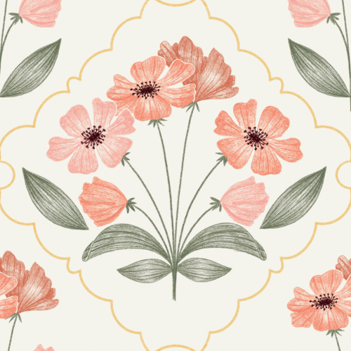 Panoramic floral anemone wallpaper - Collection Émilie GAUVRIT - Acte-Deco