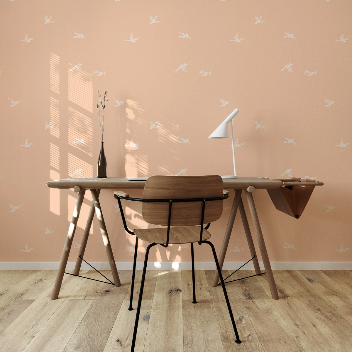 Papier peint panoramique hirondelles oiseaux - Collection Émilie GAUVRIT - Acte-Deco