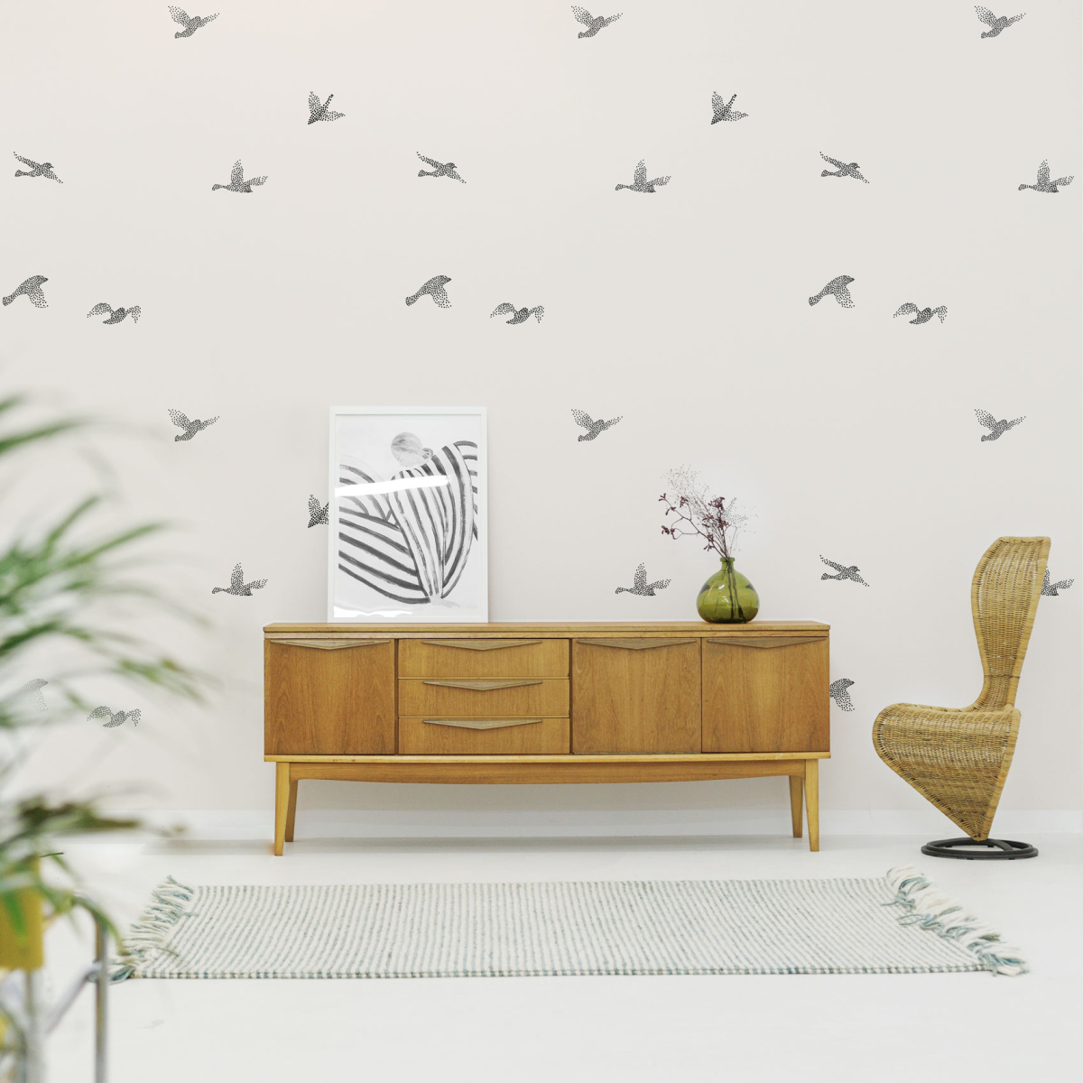 Panoramic wallpaper with swallows - Collection Émilie Gauvrit - Acte-Deco