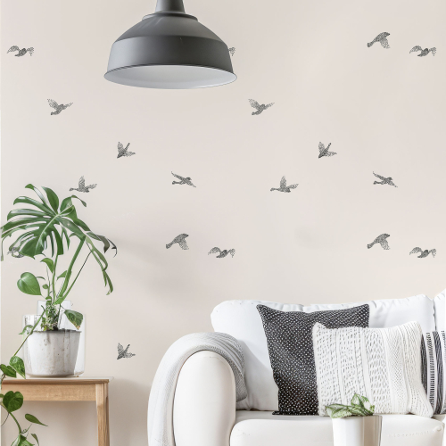 Papier peint panoramique hirondelles oiseaux - Collection Émilie GAUVRIT - Acte-Deco