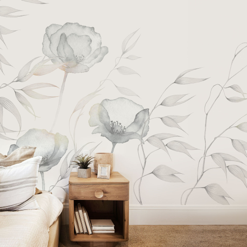 Papel pintado panorámico flores al viento - Colección Jessica Le Divenah - Acte-Deco