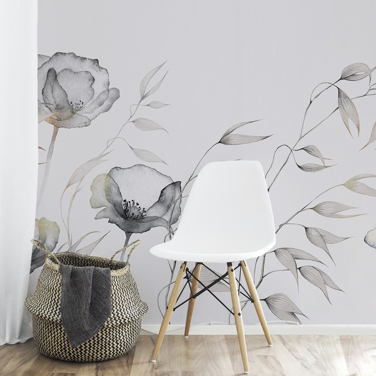 Papel pintado panorámico flores al viento - Colección Jessica Le Divenah - Acte-Deco