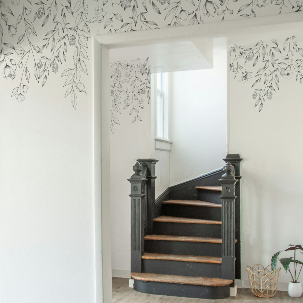 Panoramic wallpaper with hanging vegetation - Lulu au crayon collection - Acte-Deco