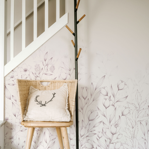 Panoramic wallpaper with a vegetal baseboard - Lulu au crayon collection - Acte-Deco