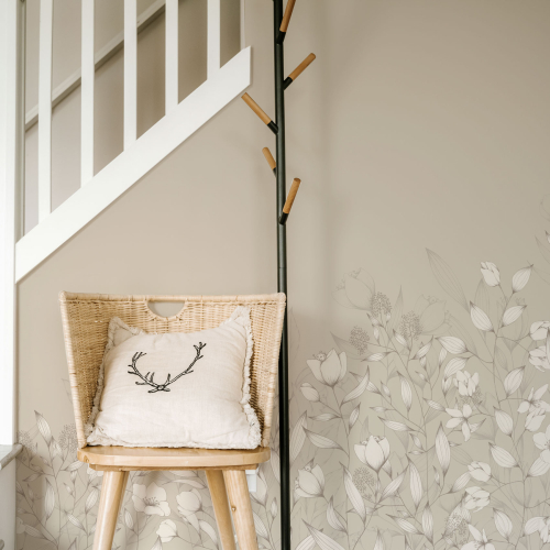 Panoramic wallpaper with a foliage baseboard - Lulu au crayon collection Acte-Deco