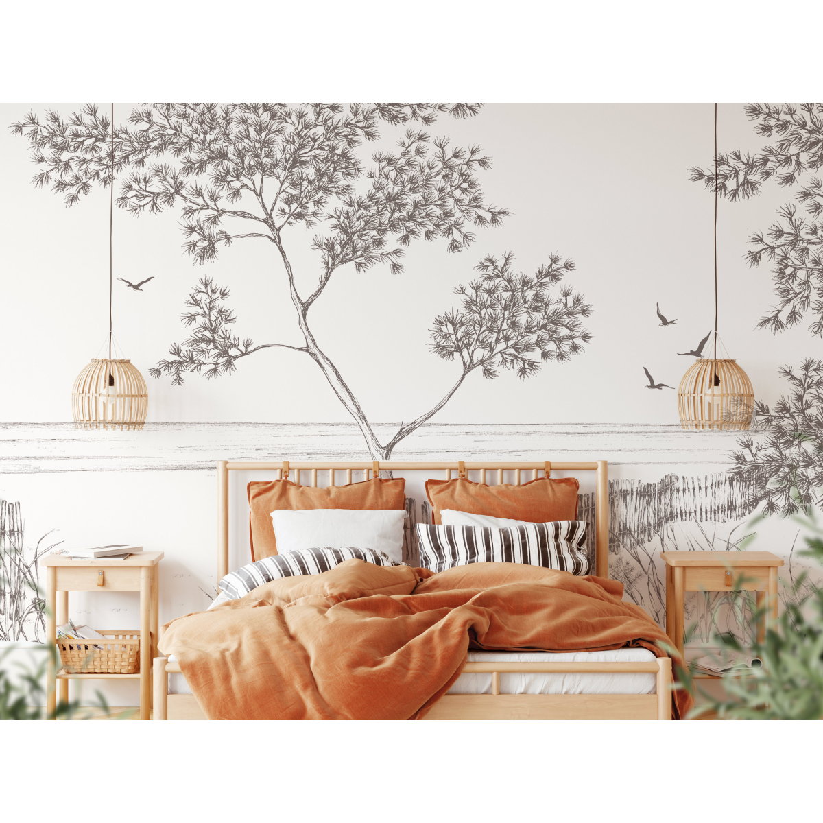 Panoramic seaside stroll wallpaper - Lulu au crayon collection - Acte-Deco