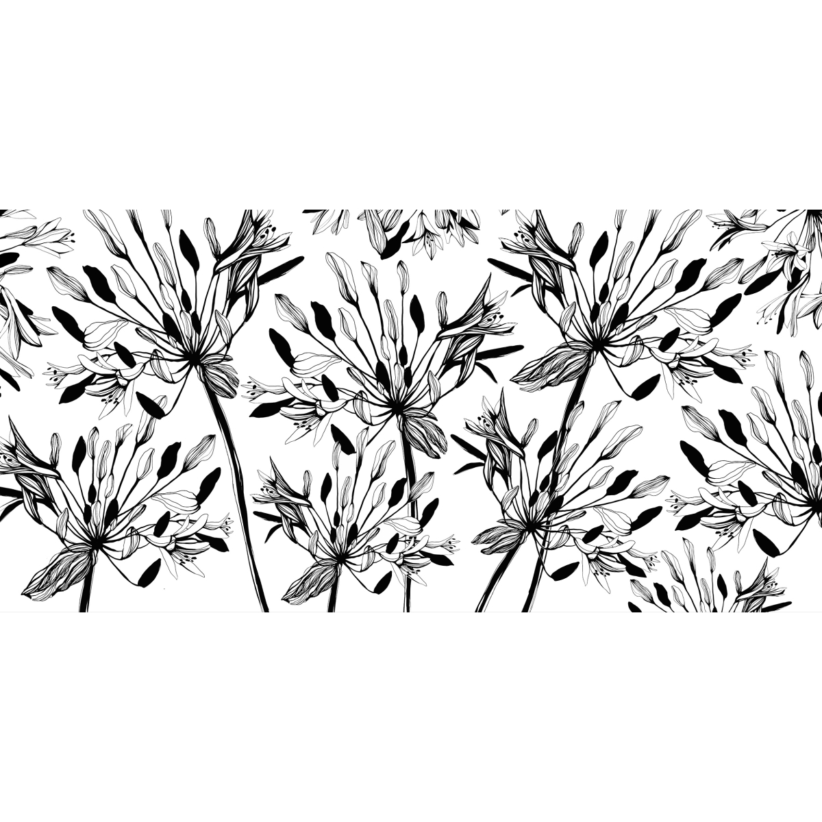 Panorama-Tapete Blumen - grafisch - Acte-Deco