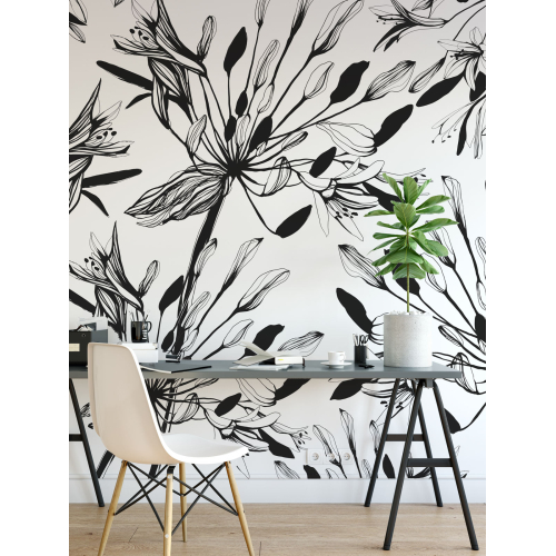 Panoramic flower wallpaper - graphic - Acte-Deco