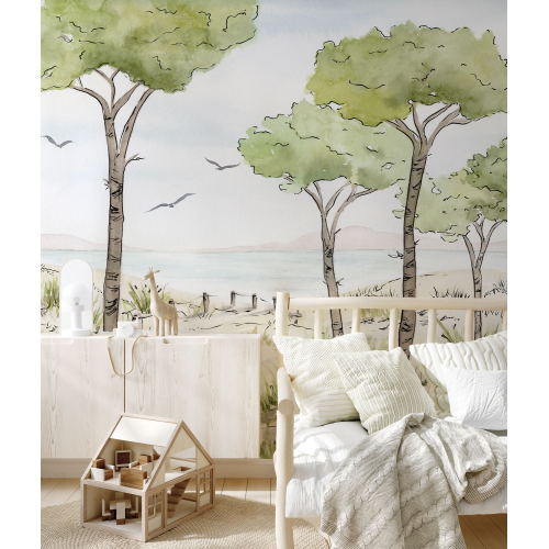 Papel pintado Panorámica Paisaje vista pino- Colección Noëmie Krey - Acte-Deco