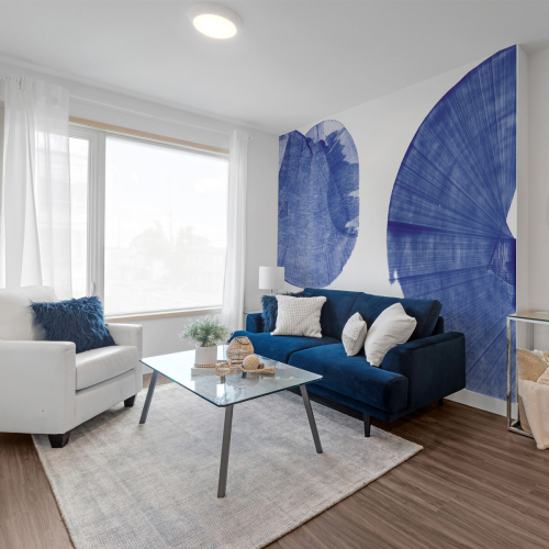 Panoramic wallpaper with blue ink whirlpool - Nadia Barbotin- Collection Acte-Deco